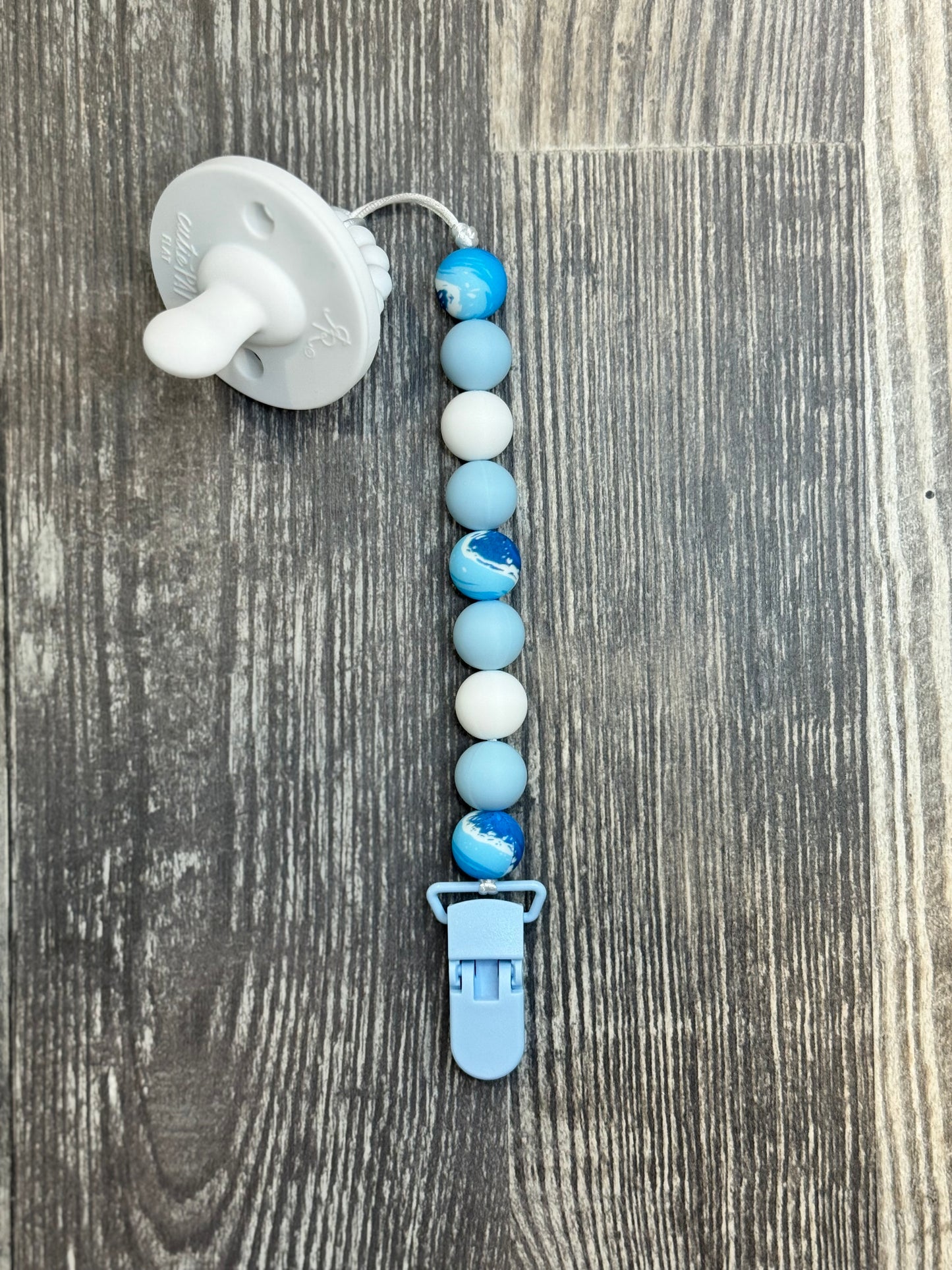Blue Waves Pacifier Clip