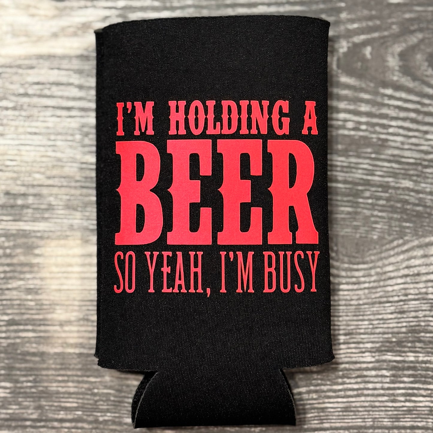 Black and Red Busy Slim Koozie