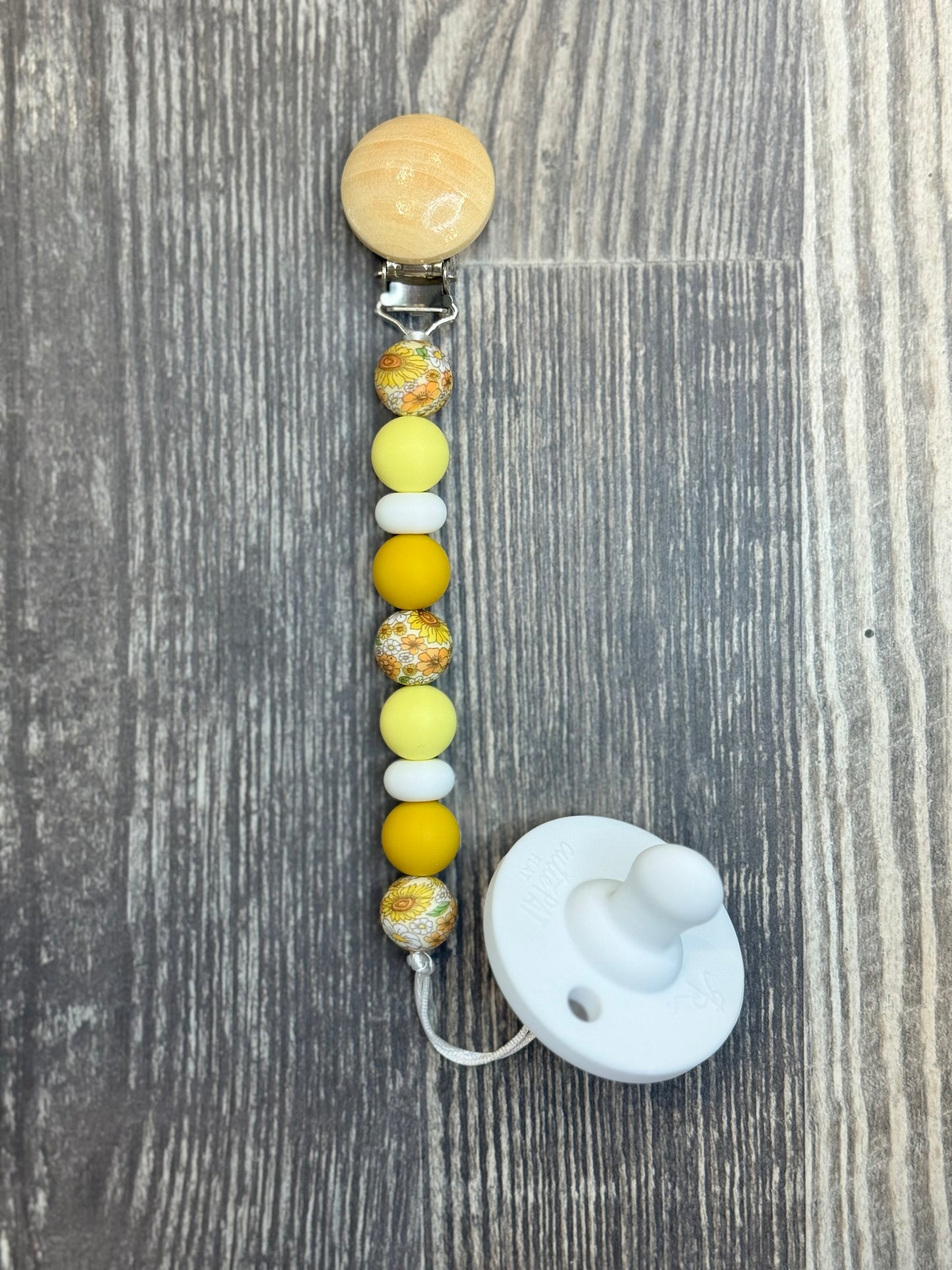 Yellow Flower Pacifier Clip