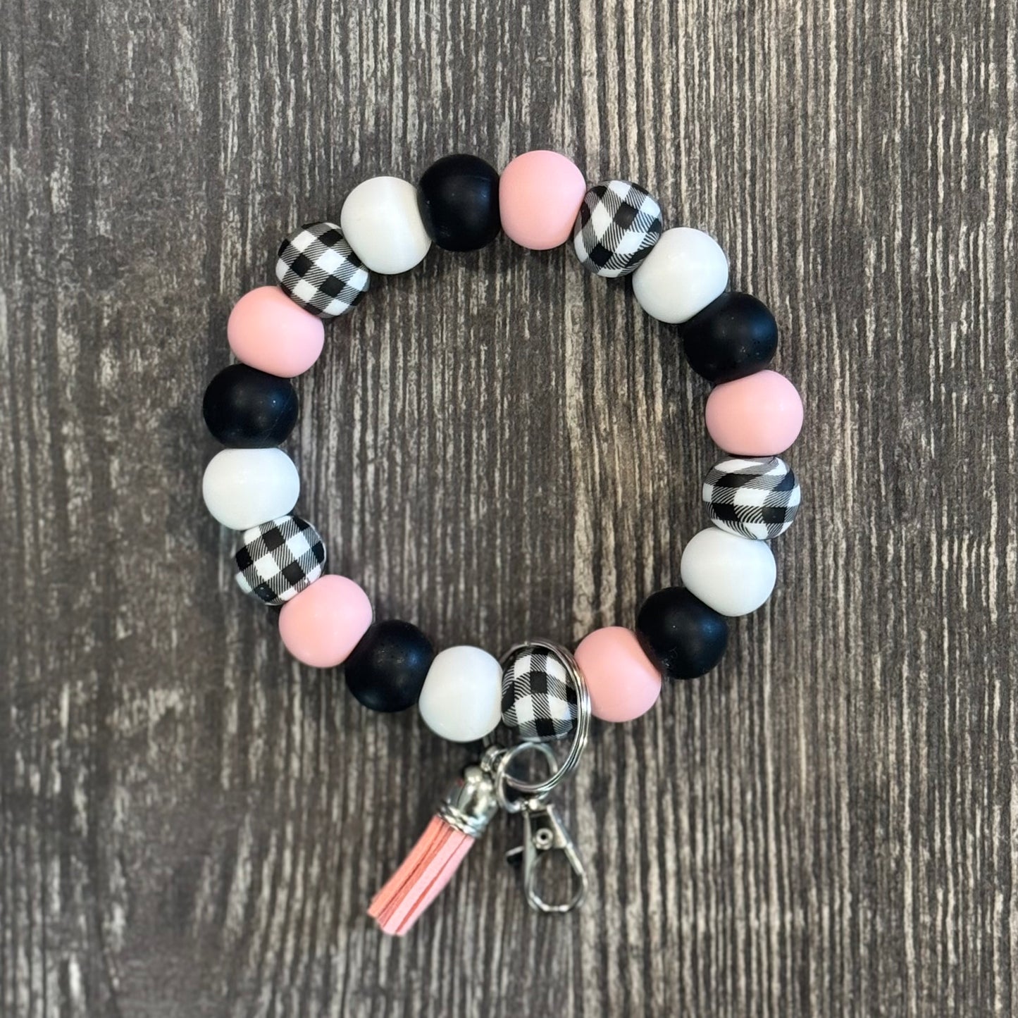 Pink and Checkered Wristlet