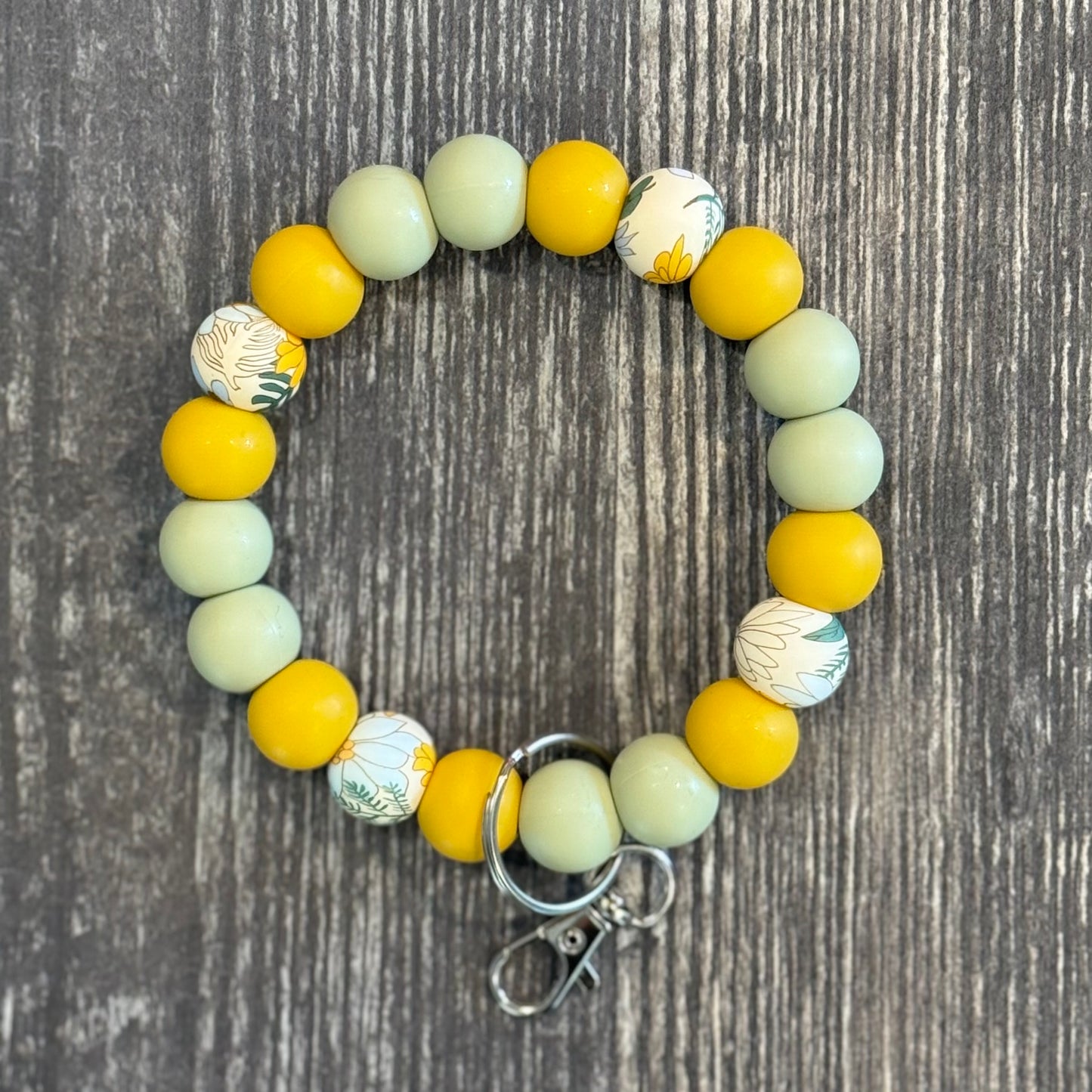 Green and Yellow Flower Wristlet