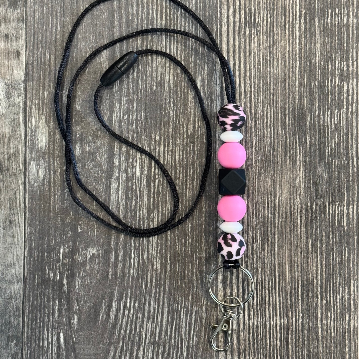 Pink and Black Cheetah Lanyard