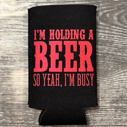 Black and Red Busy Slim Koozie
