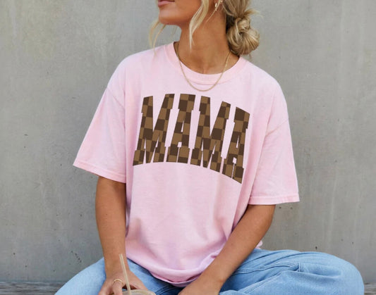 Brown Checkered Mama Tee Shirt