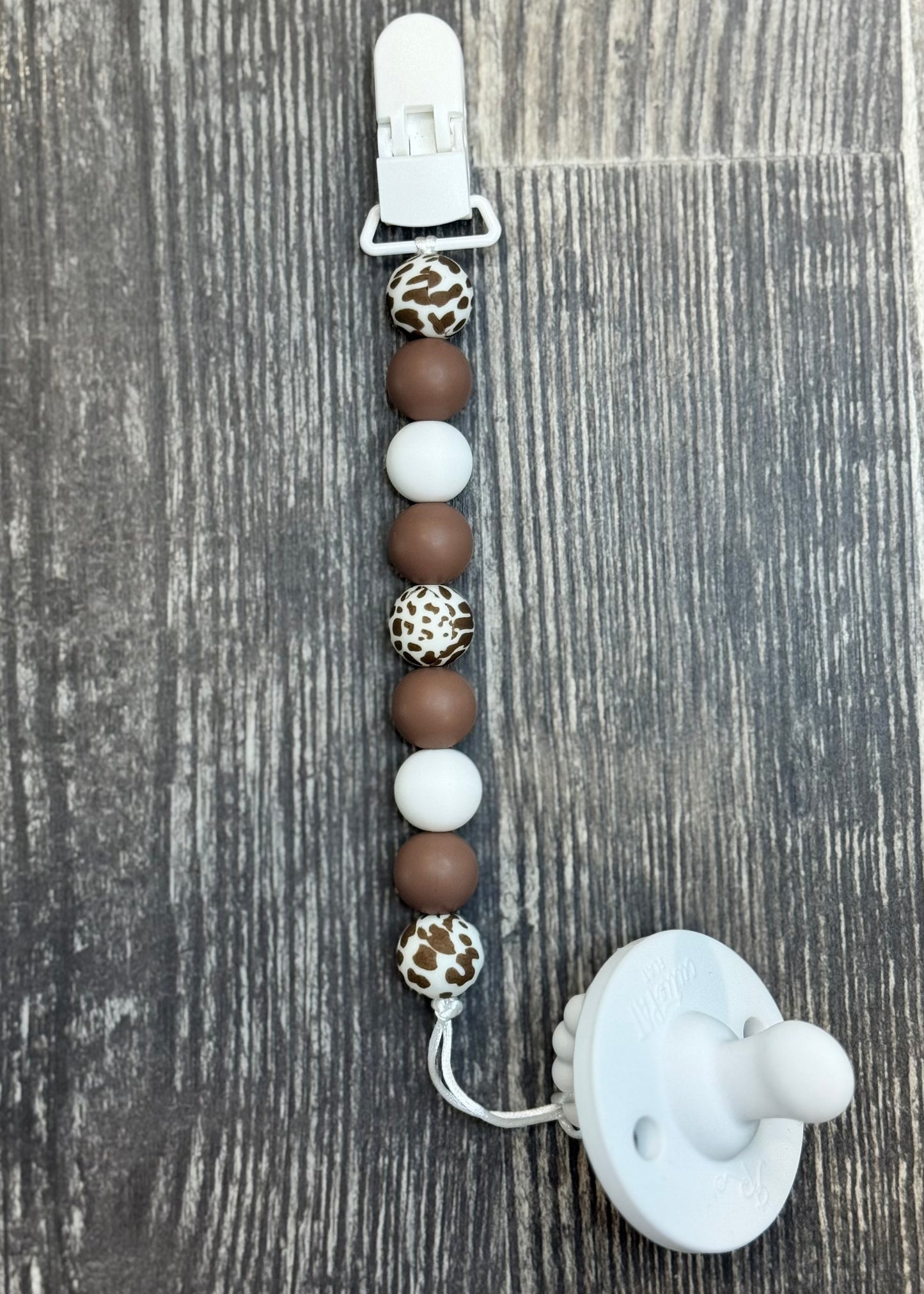 Brown Cow Pacifier Clip
