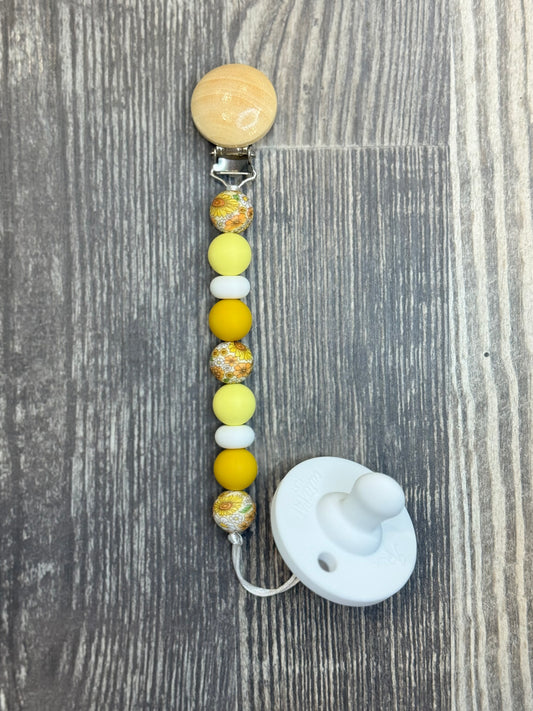 Yellow Flower Pacifier Clip