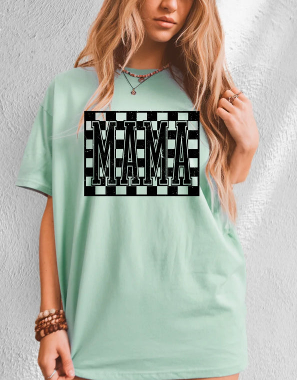 Mama Large Checkered Tee Shirt