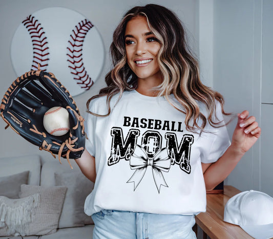 Baseball Mom Bow Tee Shirt