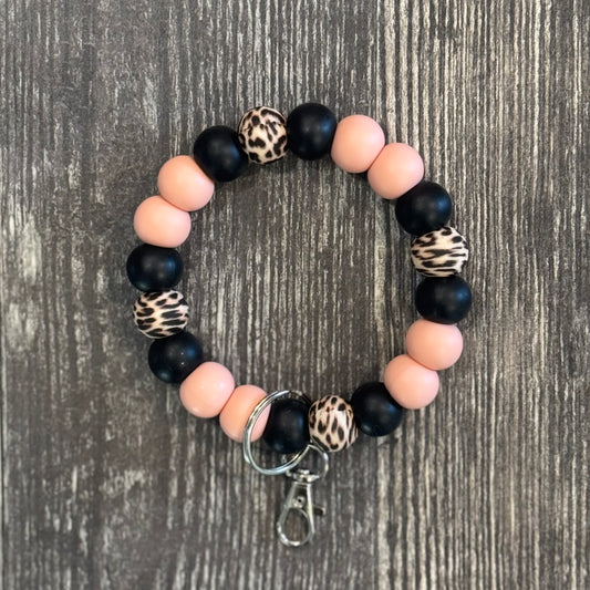 Peach and Black Cheetah Wristlet