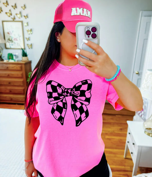 Checkered Bow Tee Shirt
