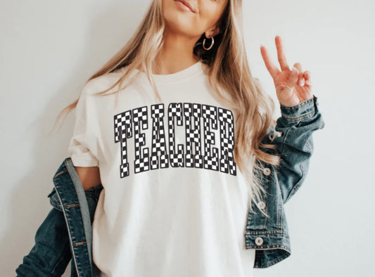 Checkered Teacher Tee Shirt