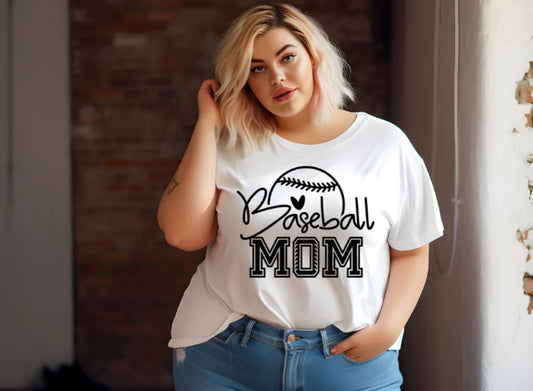Baseball Mom Heart Tee Shirt