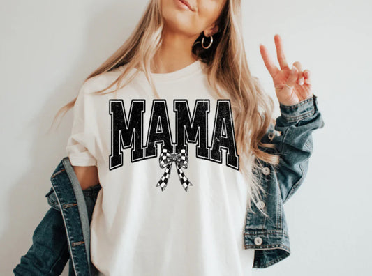 Checkered Bow Mama Tee Shirt